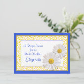 Blue Daisy Recipe Theme Bridal Shower Uitnodiging (Staand voorkant)