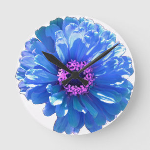 Blue Daisy Ronde Klok