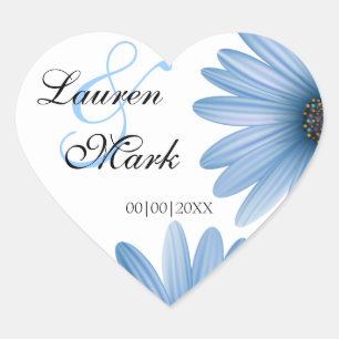 Blue Daisy Save the Date Hart Sticker