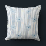 Blue Daisy Striped Pattern  Kussen<br><div class="desc">Charming decorative throw pillow featuring a soft blue daisy floral pattern over delicate vertical stripes. This cute botanical cushion brings a calm and cozy cottagecore aesthetic to living rooms, bedrooms, dorm rooms, and farmhouse interiors. Perfect for spring and summer home decor, floral lovers, and anyone looking to add a soft...</div>