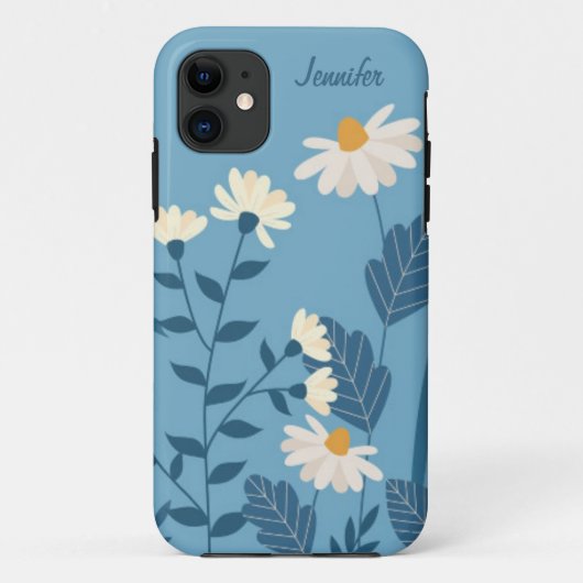 Blue Daisy Thema Gepersonaliseerde Telefoon Case F (Achterkant)