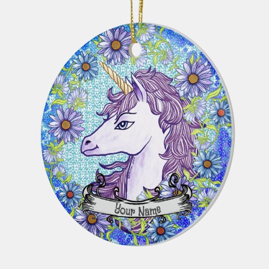 Blue Daisy Unicorn ornament (Links)