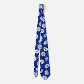 Blue Daisy Watercolor Floral Pattern Stropdas (Achterkant)