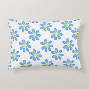 Blue Daisy Waterverf Pattern 2 Accent Kussen