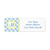 Blue Daisy Waterverf Pattern 2 Etiket (Voorkant)