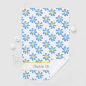 Blue Daisy Waterverf Pattern 2 Golfhanddoek (Insitu)