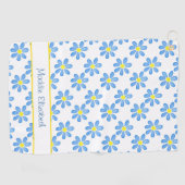 Blue Daisy Waterverf Pattern 2 Golfhanddoek (Horizontaal)