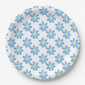 Blue Daisy Waterverf Pattern 2 Papieren Bordje (Voorkant)