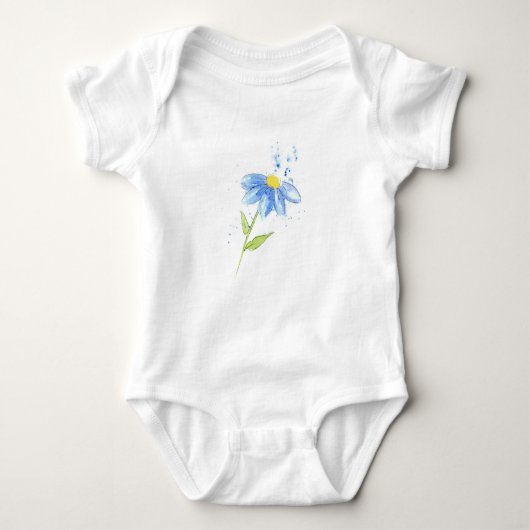 Blue Daisy-Waterverf Romper (Voorkant)