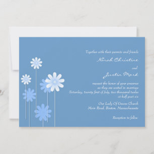 Blue Daisy Wedding Uitnodiging