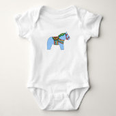 Blue Dala Horse Baby Bodysuit (Voorkant)