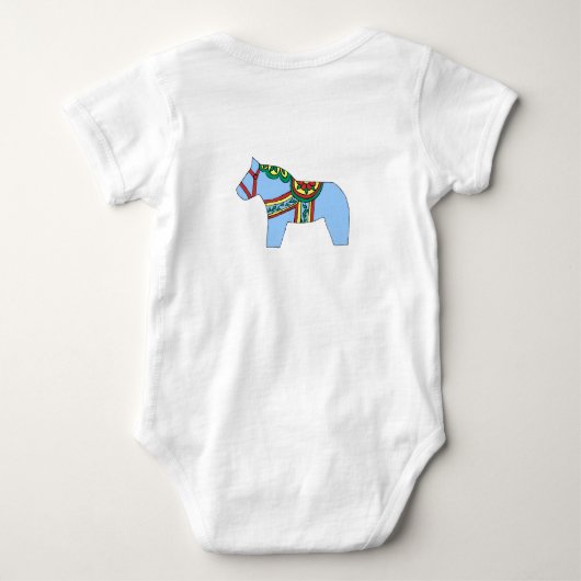 Blue Dala Horse Baby Bodysuit (Achterkant)