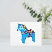 Blue Dala Horse Briefkaart (Staand voorkant)