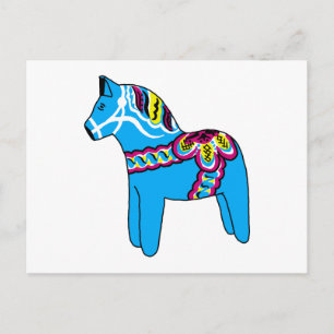 Blue Dala Horse Briefkaart