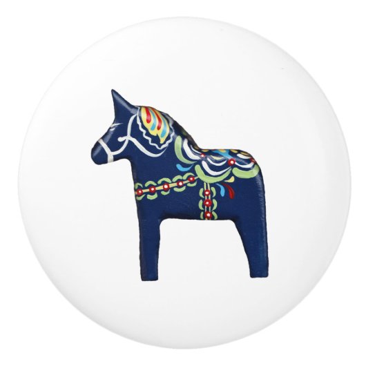 Blue Dala Horse Ceramic Knob Keramische Knop (Voorkant)