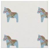 Blue Dala Horse Fabric Stof (Close Up)
