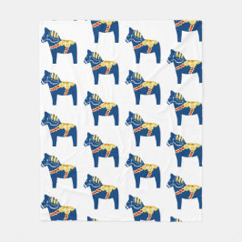Blue Dala Horse Fleece Blanket
