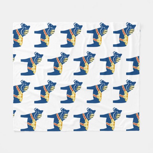 Blue Dala Horse Fleece Blanket (Voorkant (Horizontaal))