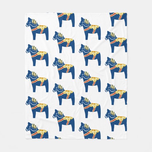 Blue Dala Horse Fleece Blanket Deken (Voorkant)