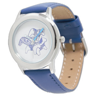 Blue Dala Horse Horloge