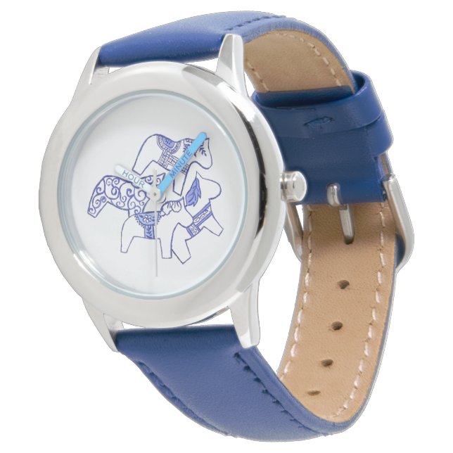 Blue Dala Horse Horloge (Gekanteld)