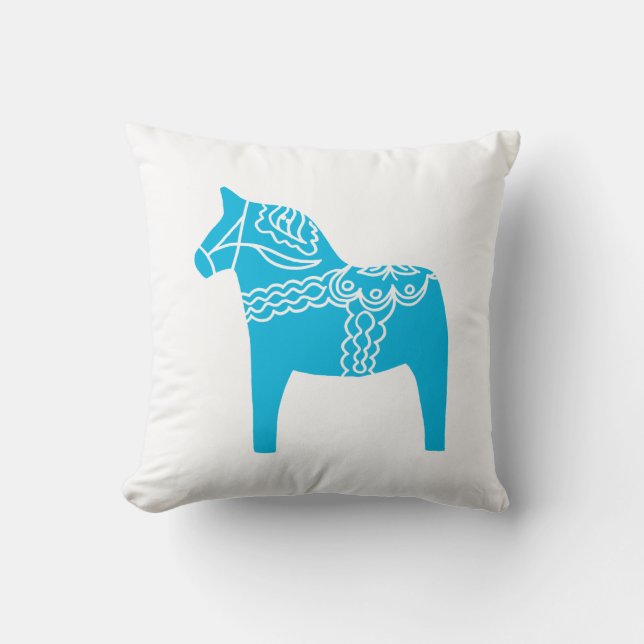 Blue Dala Horse Kussen (Voorkant)