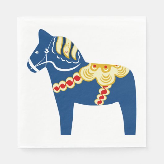Blue Dala Horse Paper Napkins Servet (Voorkant)