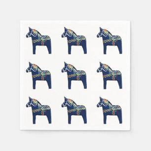 Blue Dala Horse Paper Napkins Servetten