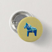 Blue Dala Horse Ronde Button 3,2 Cm (Voorkant /achterkant)