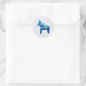 Blue Dala Horse Ronde Sticker (Tas)