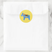 Blue Dala Horse Ronde Sticker (Tas)