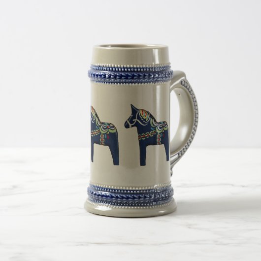 Blue Dala Horse Stein Bierpul (Voorkant rechts)