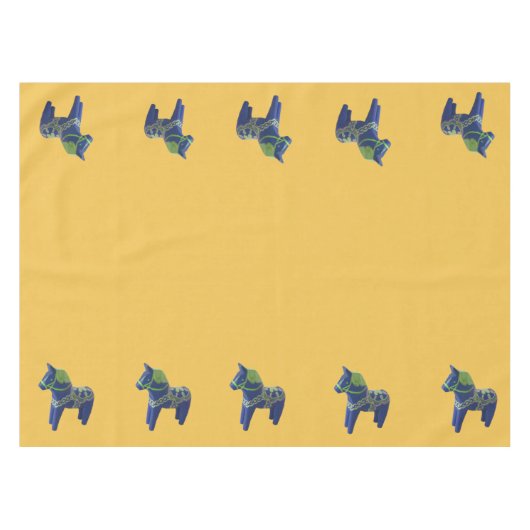Blue Dala Horse Tablecloth Tafelkleed (Voorkant (Horizontaal))