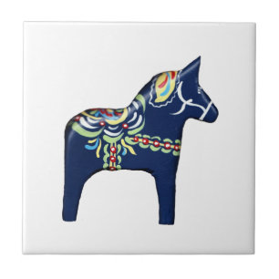 Blue Dala Horse Tegel, links Tegeltje