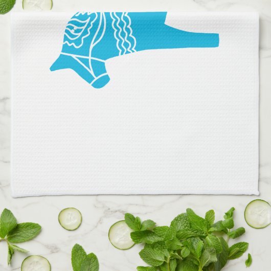 Blue Dala Horse Theedoek (Gevouwen)