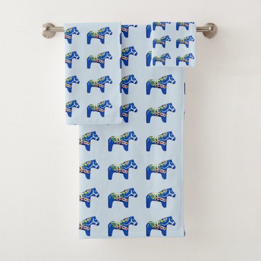 Blue Dala Horses Bad Handdoek (Insitu)