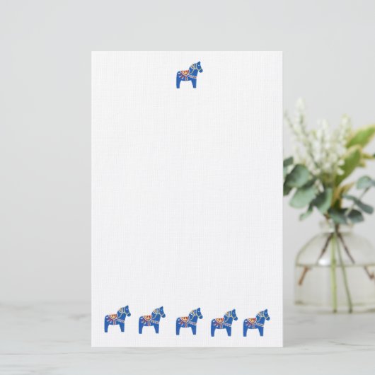 Blue Dala Horses Briefpapier (Staand voorkant)