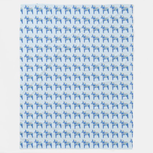 Blue Dala Horses Fleece Deken (Voorkant)