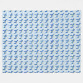 Blue Dala Horses Fleece Deken (Voorkant (Horizontaal))
