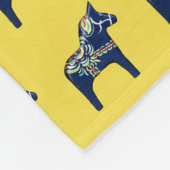 Blue Dala Horses Fleece Deken (Hoek)