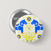 Blue Dala Horses Ronde Button 5,7 Cm (Voorkant /achterkant)