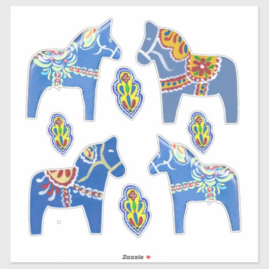 Blue Dala Horses Sticker (Vel)