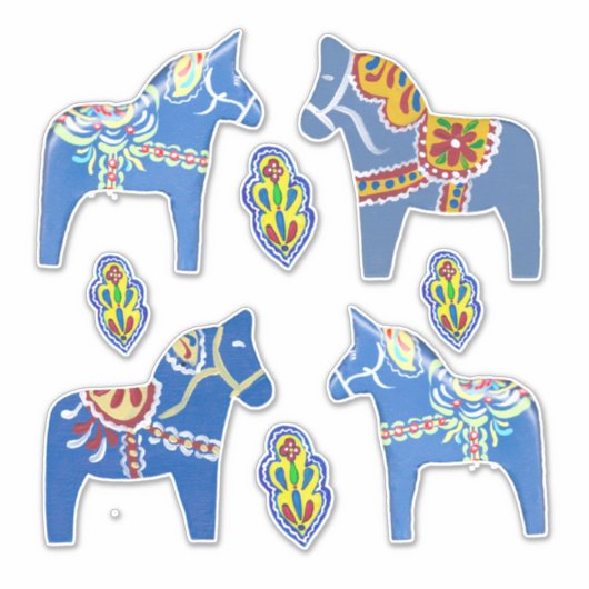 Blue Dala Horses Sticker (Voorkant)