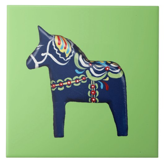 Blue Dala Horses Tegeltje (Voorkant)