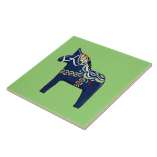Blue Dala Horses Tegeltje