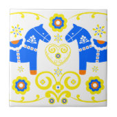 Blue Dala Horses Tegeltje (Voorkant)