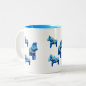 Blue Dala Horses Tweekleurige Koffiemok (Voorkant links)