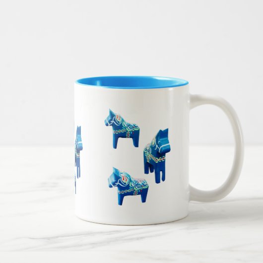 Blue Dala Horses Tweekleurige Koffiemok (Rechts)