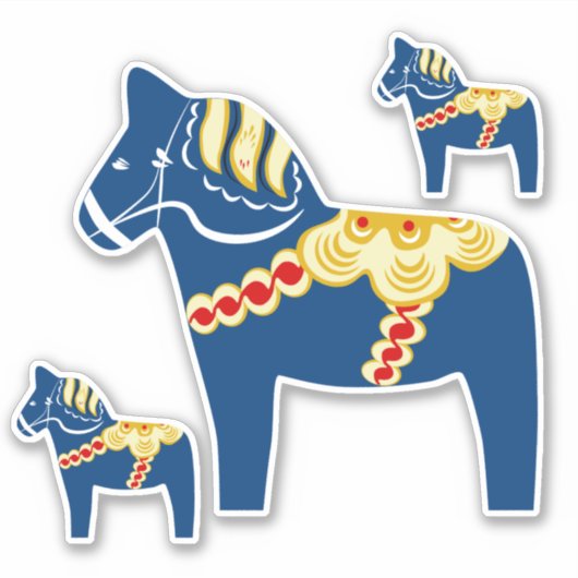 Blue Dala Paard Stickers (Voorkant)