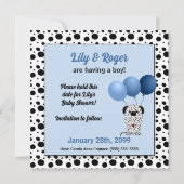 Blue Dalmatian Boys Baby shower Save The Date (Achterkant)